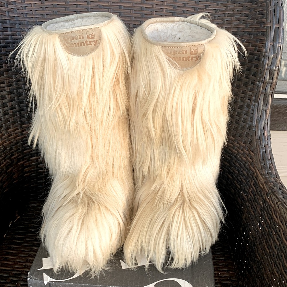 Vintage Open Country ROLUC IDEAL Low Goat Fur Ski YETI Boho Snow Boots - Picture 4 of 16